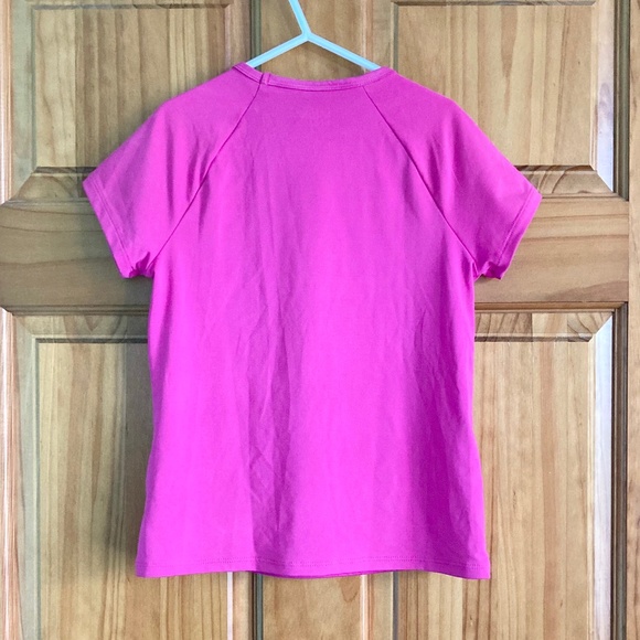 Girl’s size 8 Lands’ End short sleeved pink modest swim top/rash guard - Picture 2 of 6